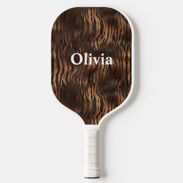 Palas De Pickleball Nombre impresión personalizada de tigre blanco (Anverso)
