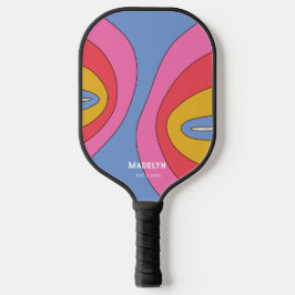 Palas De Pickleball Nombre minimalista de guión vintage colorido funky