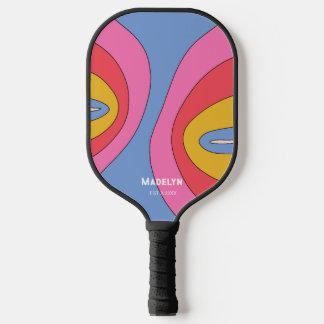 Palas De Pickleball Nombre minimalista de guión vintage colorido funky