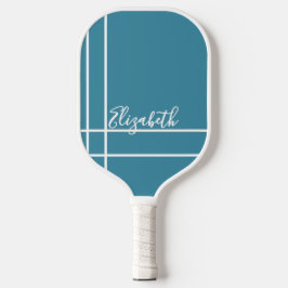 Palas De Pickleball Nombre minimalista simple azul oceánico señoras