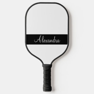 Palas De Pickleball Nombre mínimo de monograma blanco y negro