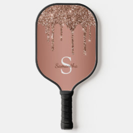 Palas De Pickleball Nombre Monograma con Drips Brillantes de Purpurina