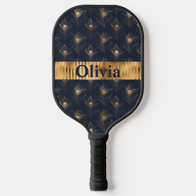 Palas De Pickleball Nombre Paquetes Peacock Personalizados Imprimir Or (Anverso)