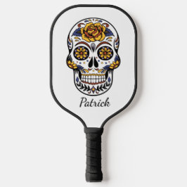 Palas De Pickleball Nombre personal del cráneo de azúcar de rosa amari