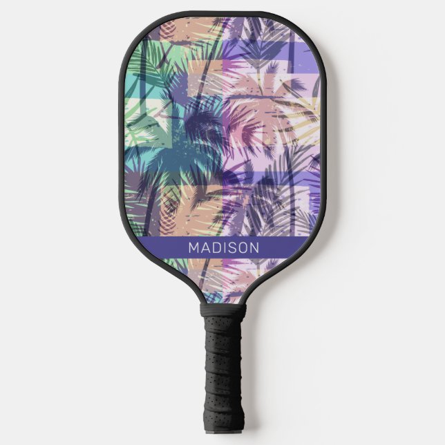 Palas De Pickleball Nombre personalizado Abstract Palm Trees (Anverso)