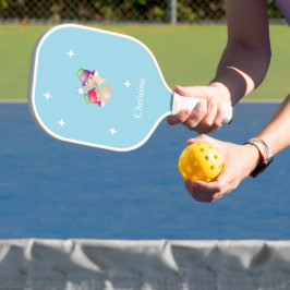 Palas De Pickleball Nombre personalizado ángeles lindos en azul