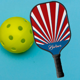 Palas De Pickleball Nombre personalizado azul azul rojo oscuro brillan