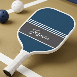 Palas De Pickleball Nombre personalizado azul teal gris
