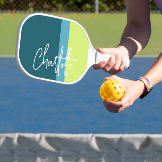 Palas De Pickleball Nombre Personalizado Azul Verde Blanco