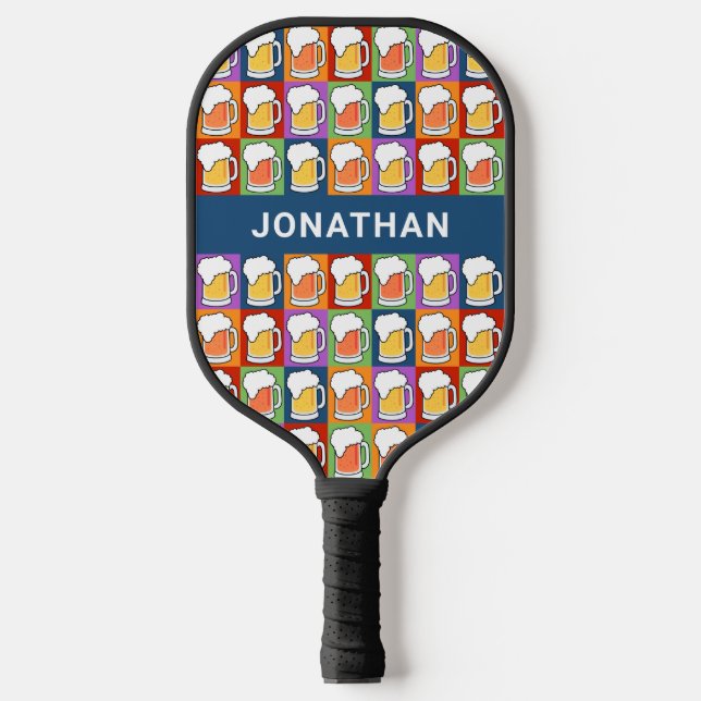 Palas De Pickleball Nombre personalizado BEER Pop-Art (Anverso)
