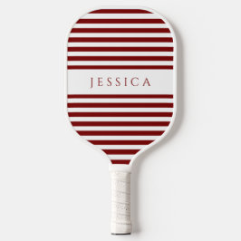 Palas De Pickleball Nombre personalizado con rayas burgundy modernas