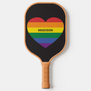 Palas De Pickleball Nombre personalizado Corazón arcoiris