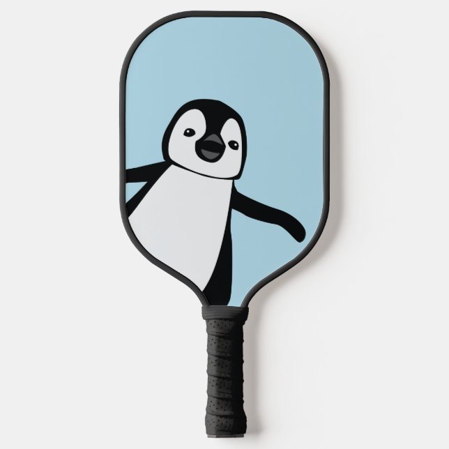Palas De Pickleball Nombre personalizado Cute Peeking Pingüino azul (Anverso)