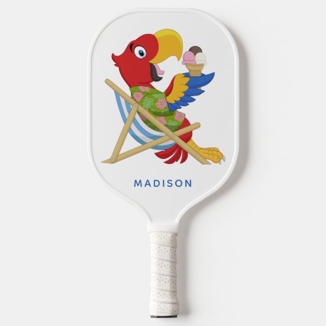 Palas De Pickleball Nombre personalizado de Beach Macaw (Anverso)