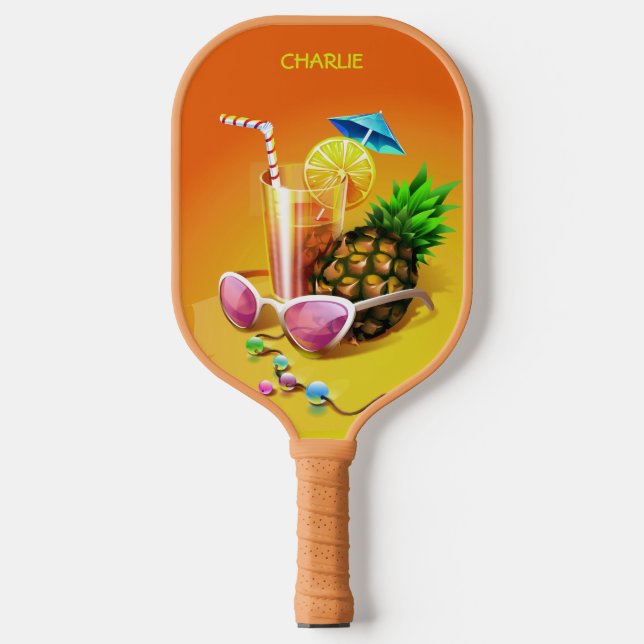 Palas De Pickleball Nombre personalizado de bebida tropical (Anverso)