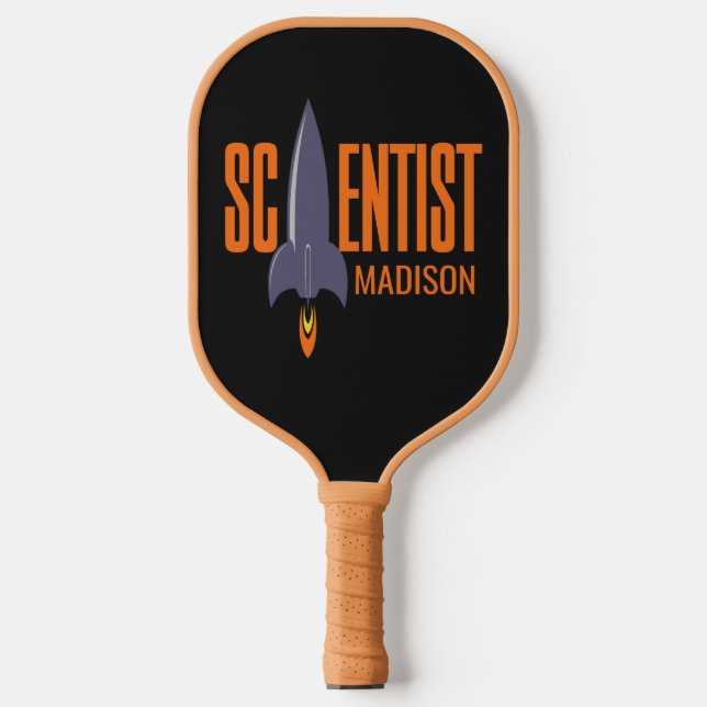 Palas De Pickleball Nombre personalizado de científico de cohetes (Anverso)