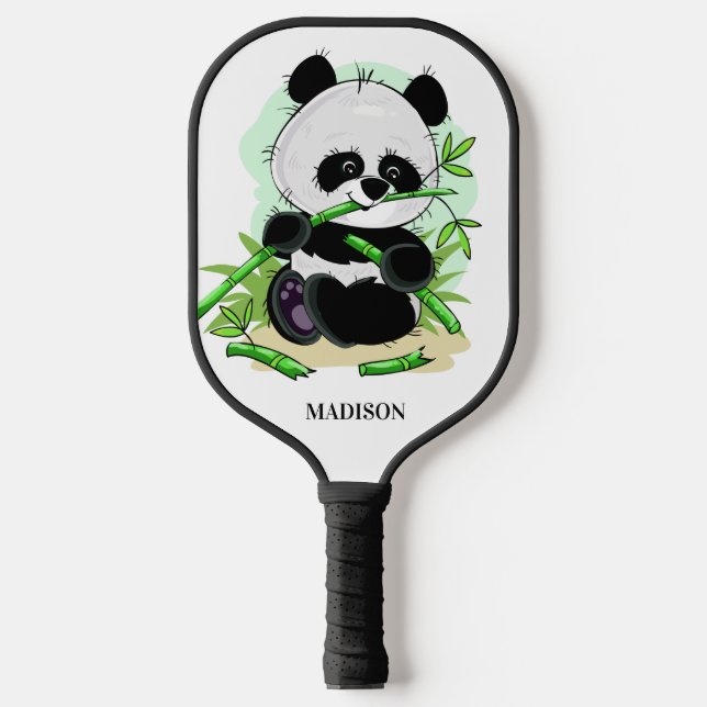 Palas De Pickleball Nombre personalizado de Cute Panda (Anverso)