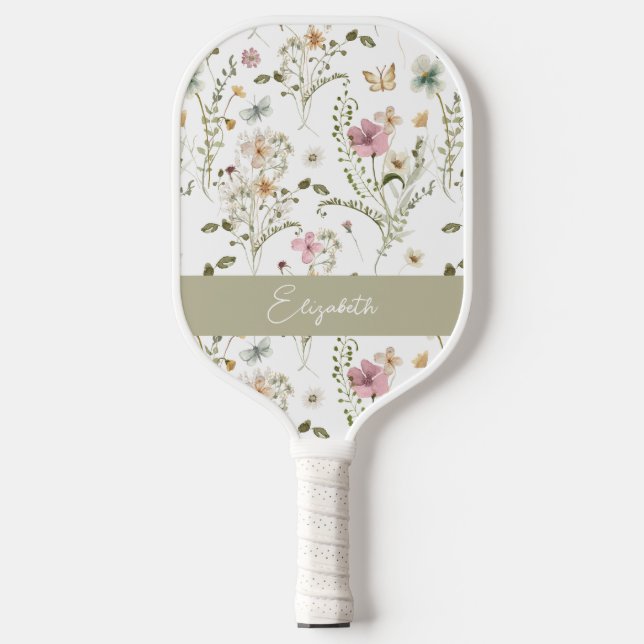 Palas De Pickleball Nombre personalizado de flor silvestre (Anverso)