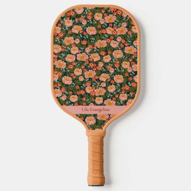 Palas De Pickleball Nombre personalizado de flores de pradera florecie (Anverso)