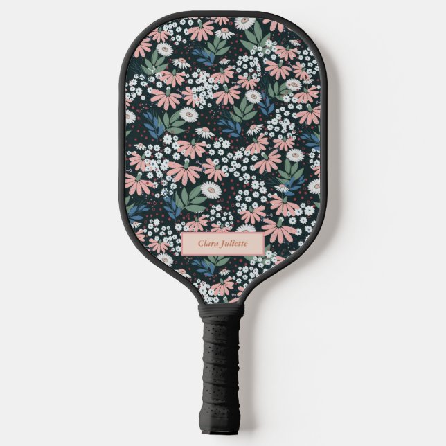 Palas De Pickleball Nombre personalizado de Flores silvestres en flor (Reverso )