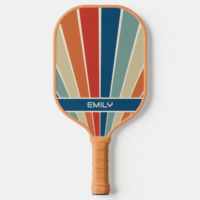 Palas De Pickleball Nombre personalizado de franjas retro (Anverso)