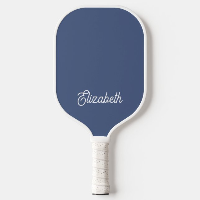 Palas De Pickleball Nombre personalizado de guión azul simple moderno (Anverso)