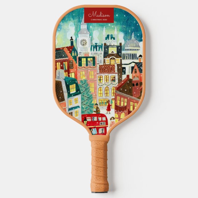 Palas De Pickleball Nombre personalizado de la ciudad de los Navidades (Anverso)