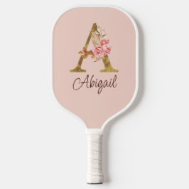 Palas De Pickleball Nombre personalizado de lámina de oro Rosas rosada
