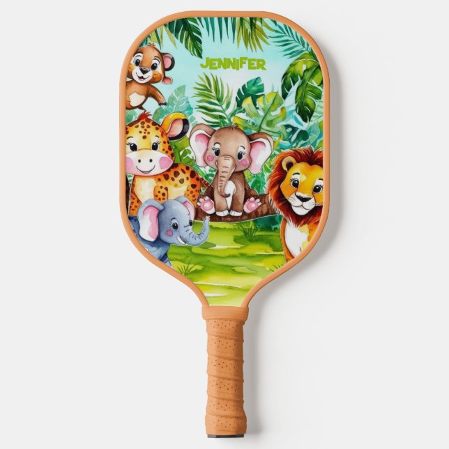 Palas De Pickleball Nombre personalizado de los niños pequeños animale (Anverso)
