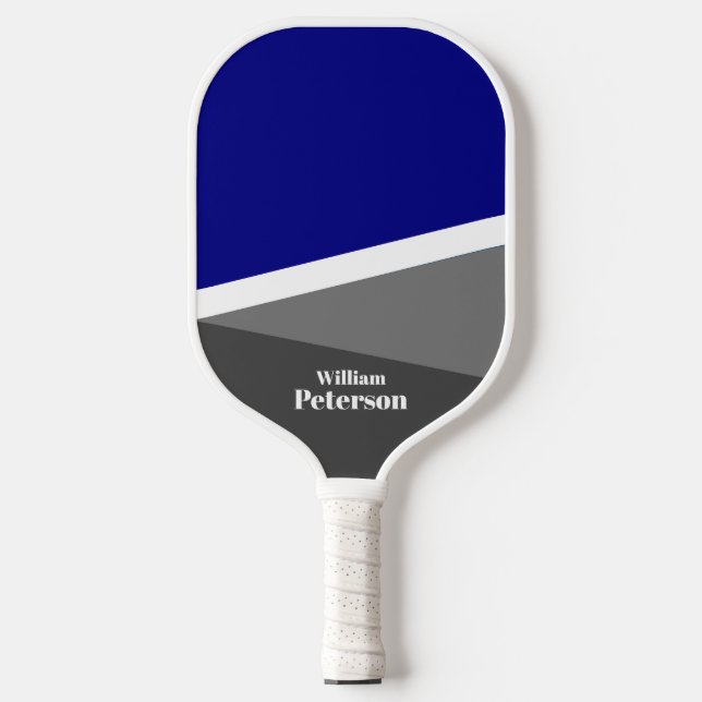 Palas De Pickleball Nombre personalizado de los tonos grises azules de (Anverso)