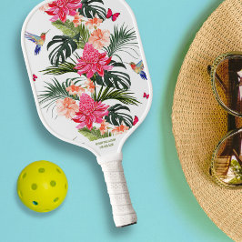 Palas De Pickleball Nombre personalizado de mariposa de ave floral tro