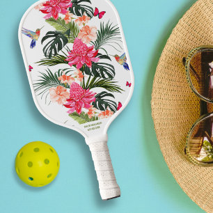 Palas De Pickleball Nombre personalizado de mariposa de ave floral tro