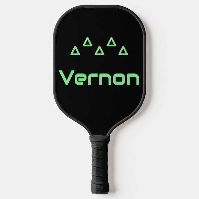 Palas De Pickleball Nombre personalizado de neón verde moderno (Anverso)