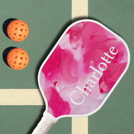 Palas De Pickleball Nombre personalizado de pincel de resumen rosado m