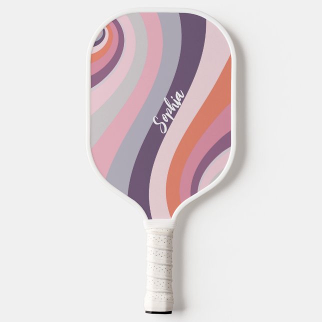 Palas De Pickleball Nombre personalizado de Swirl Retro (Reverso )