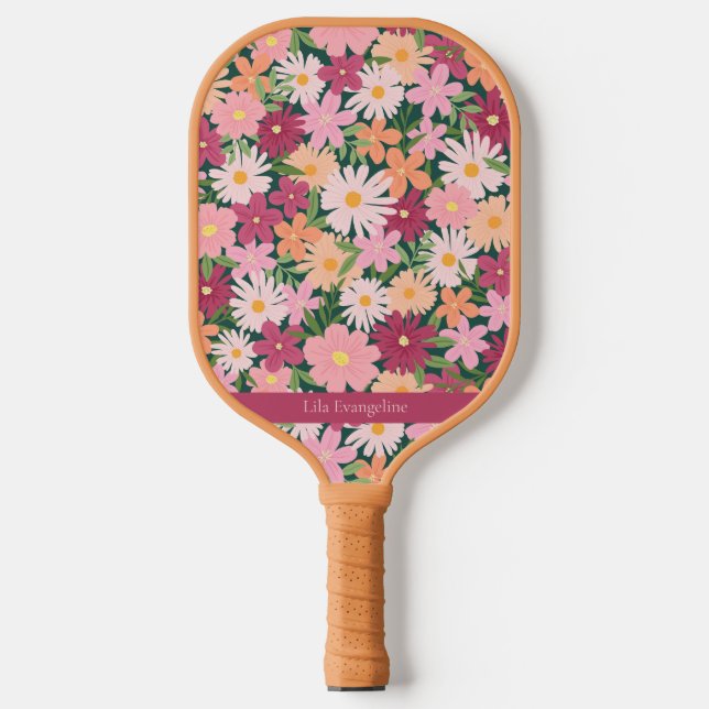 Palas De Pickleball Nombre personalizado del jardín de flores de la fl (Anverso)