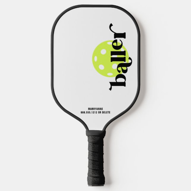 Palas De Pickleball Nombre personalizado del jugador de bolas de bolas (Anverso)