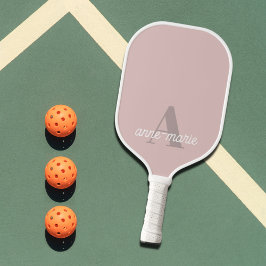 Palas De Pickleball Nombre personalizado del monograma rosa del pastel