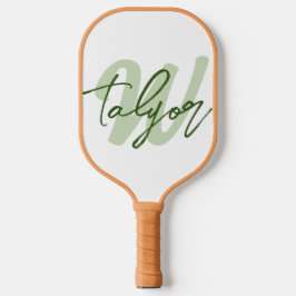 Palas De Pickleball Nombre personalizado del monograma verde e inicial