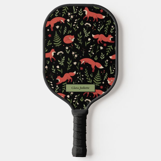 Palas De Pickleball Nombre personalizado del patrón botánico de Woodla (Reverso )