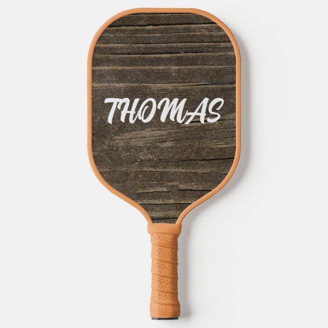 PALAS DE PICKLEBALL NOMBRE PERSONALIZADO DEL SCRIPT MONOGRAM DE MADERA (Anverso)