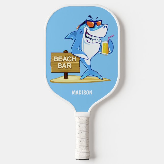 Palas De Pickleball Nombre personalizado divertido de tiburones (Anverso)