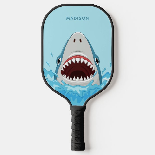 Palas De Pickleball Nombre personalizado divertido de tiburones (Anverso)