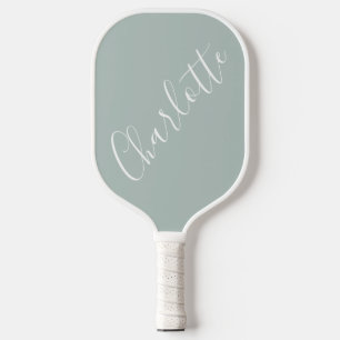 Palas De Pickleball Nombre Personalizado en Guión Minimalista Azul Pol