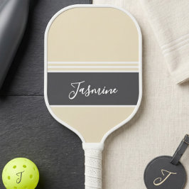 Palas De Pickleball Nombre personalizado en mantequilla amarillo gris