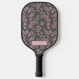 Palas De Pickleball Nombre personalizado floral rosa nostálgico