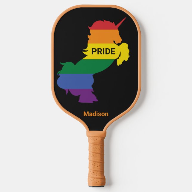 Palas De Pickleball Nombre personalizado Gay Unicorn (Anverso)