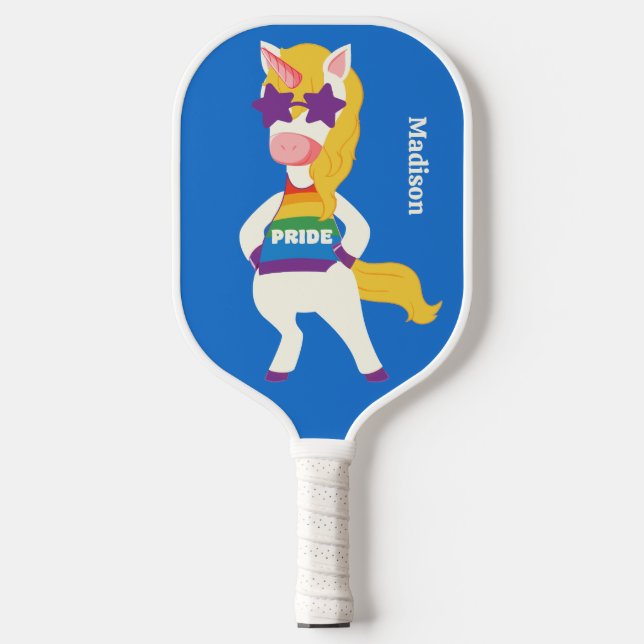 Palas De Pickleball Nombre personalizado Gay Unicorn (Anverso)