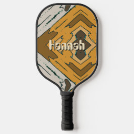Palas De Pickleball Nombre personalizado geométrico rústico marrón dor