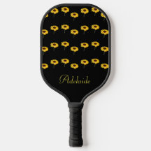 Nombre personalizado girasoles amarillos en negro